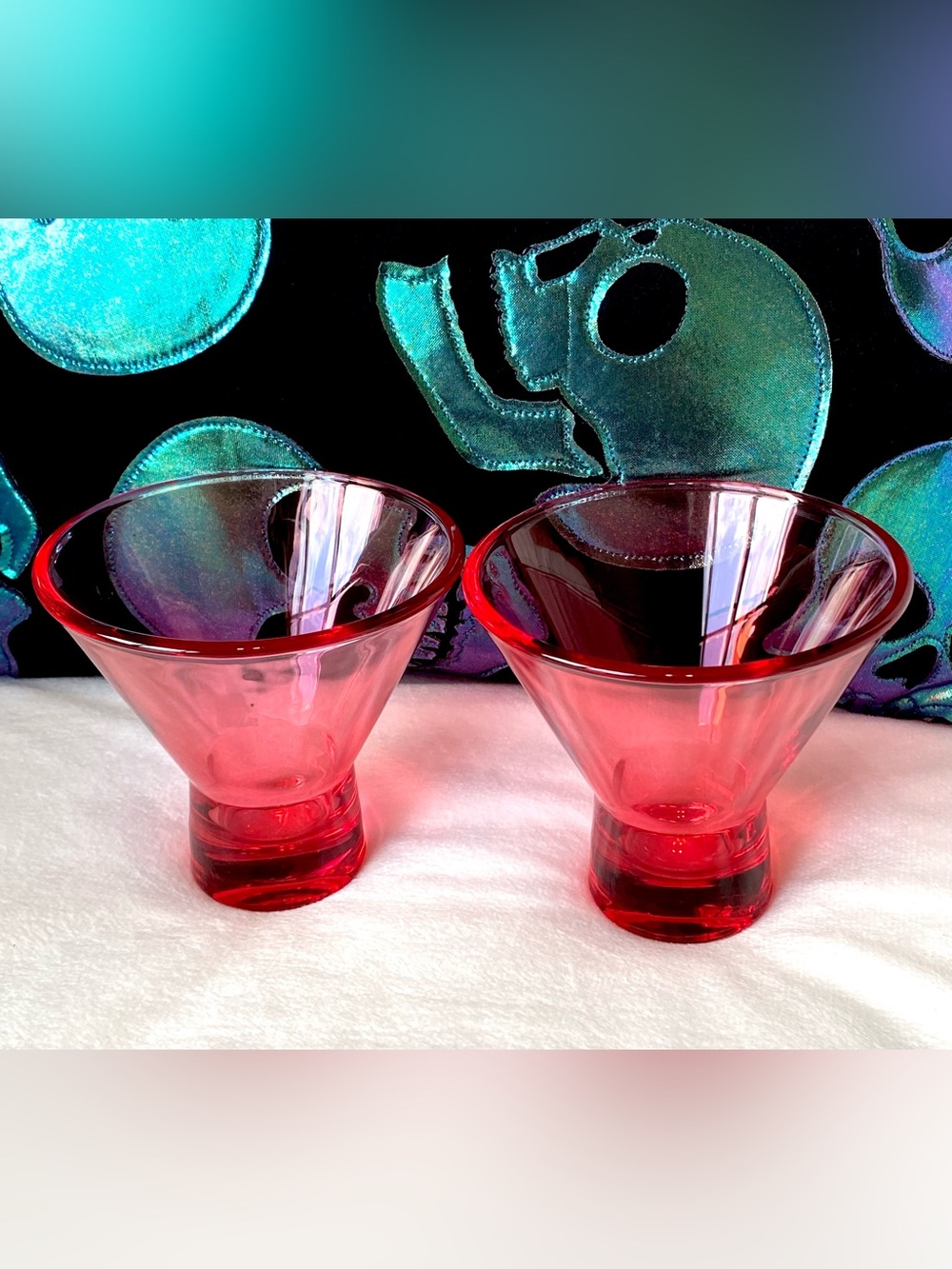 Vintage Red Ombre Stemless Martini Glasses Set of 2